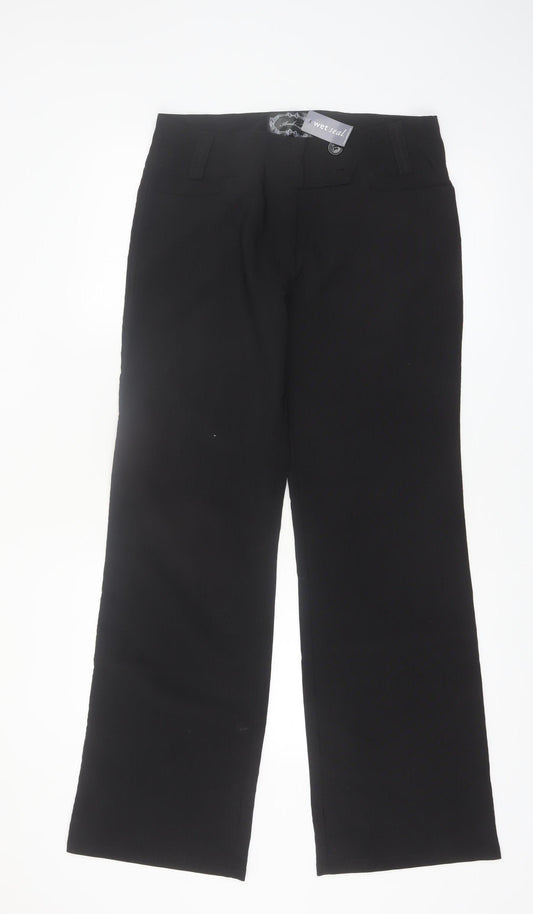 Ambiance Women's Black Stretch Straight Trousers Size L
