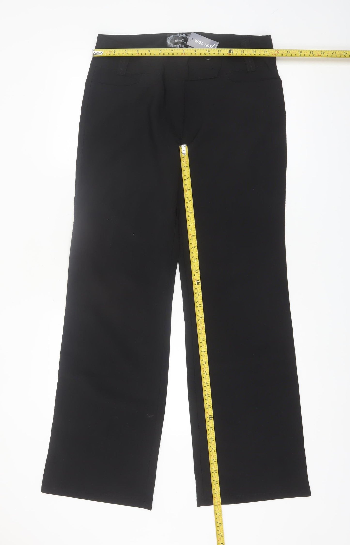 Ambiance Women's Black Stretch Straight Trousers Size L