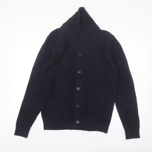 Jack & Jones Men's Blue Cotton Chunky Knit Cardigan M