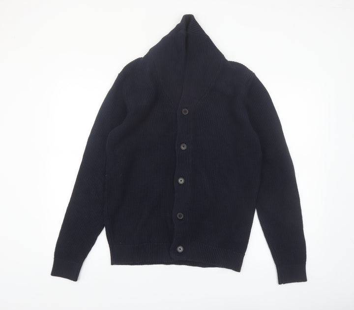 Jack & Jones Men's Blue Cotton Chunky Knit Cardigan M