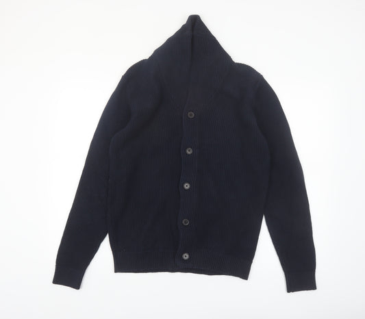 Jack & Jones Men's Blue Cotton Chunky Knit Cardigan M