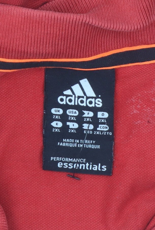 Adidas Men's Red 2XL Performance Essentials Polo Shirt