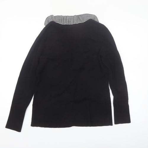 Linea Women's Black Ruffle Trim V-Neck Cardigan Size L