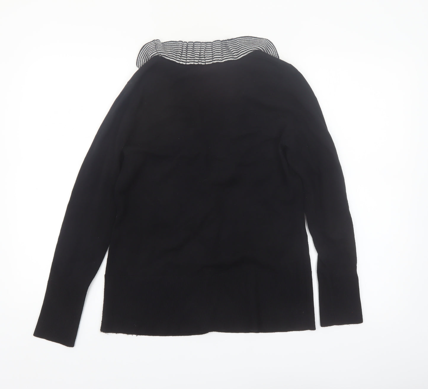 Linea Women's Black Ruffle Trim V-Neck Cardigan Size L