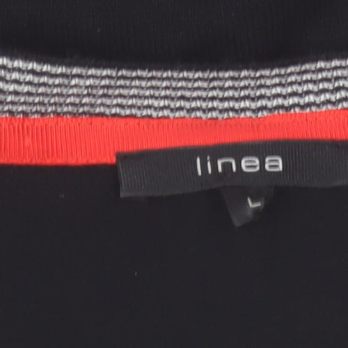 Linea Women's Black Ruffle Trim V-Neck Cardigan Size L