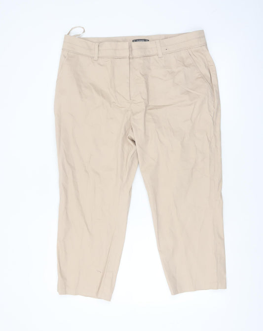 Dunnes Women Beige Chino Trousers Size 16 Cotton Blend