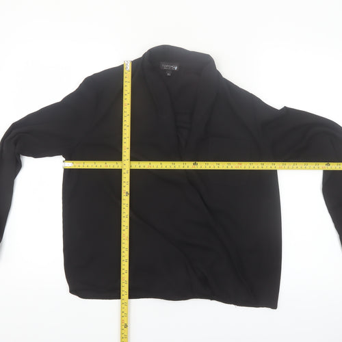 Topshop Women Black Long Sleeve Wrap Blouse Size 6