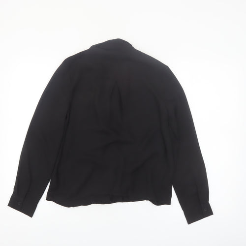 Topshop Women Black Long Sleeve Wrap Blouse Size 6