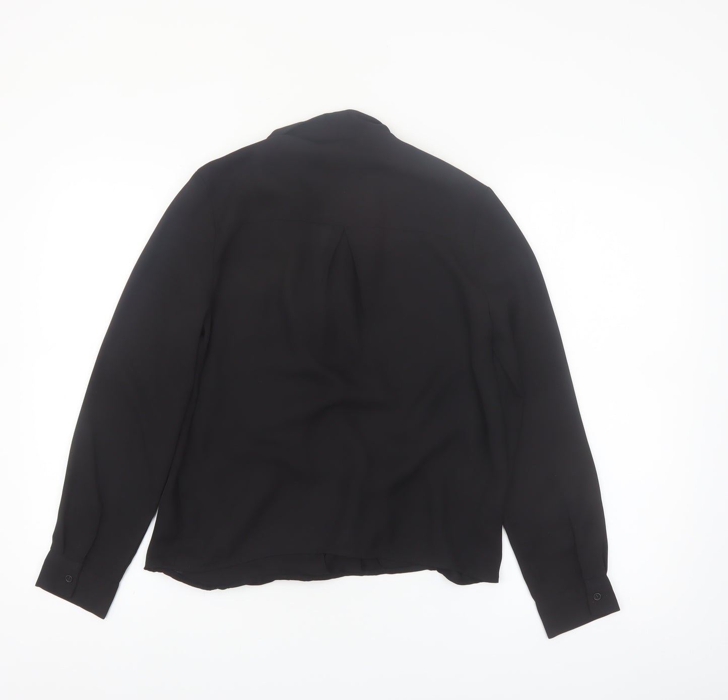 Topshop Women Black Long Sleeve Wrap Blouse Size 6