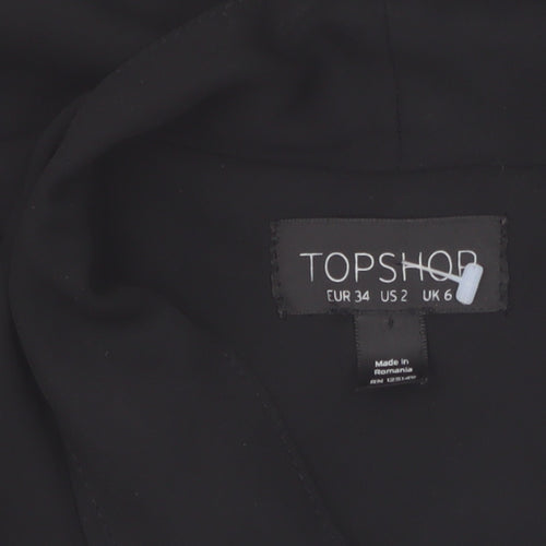 Topshop Women Black Long Sleeve Wrap Blouse Size 6