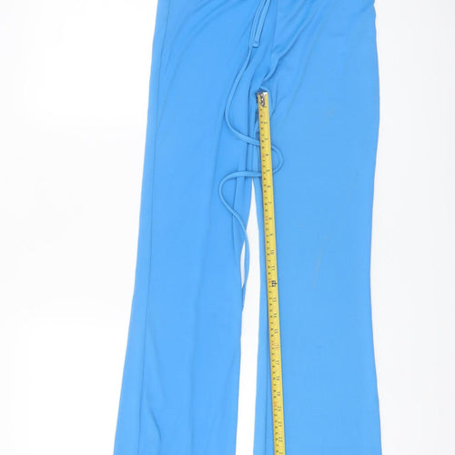 Bershka Women’s Blue Flared Stretch Jersey Trousers Size M
