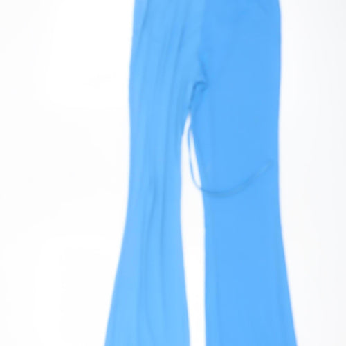 Bershka Women’s Blue Flared Stretch Jersey Trousers Size M