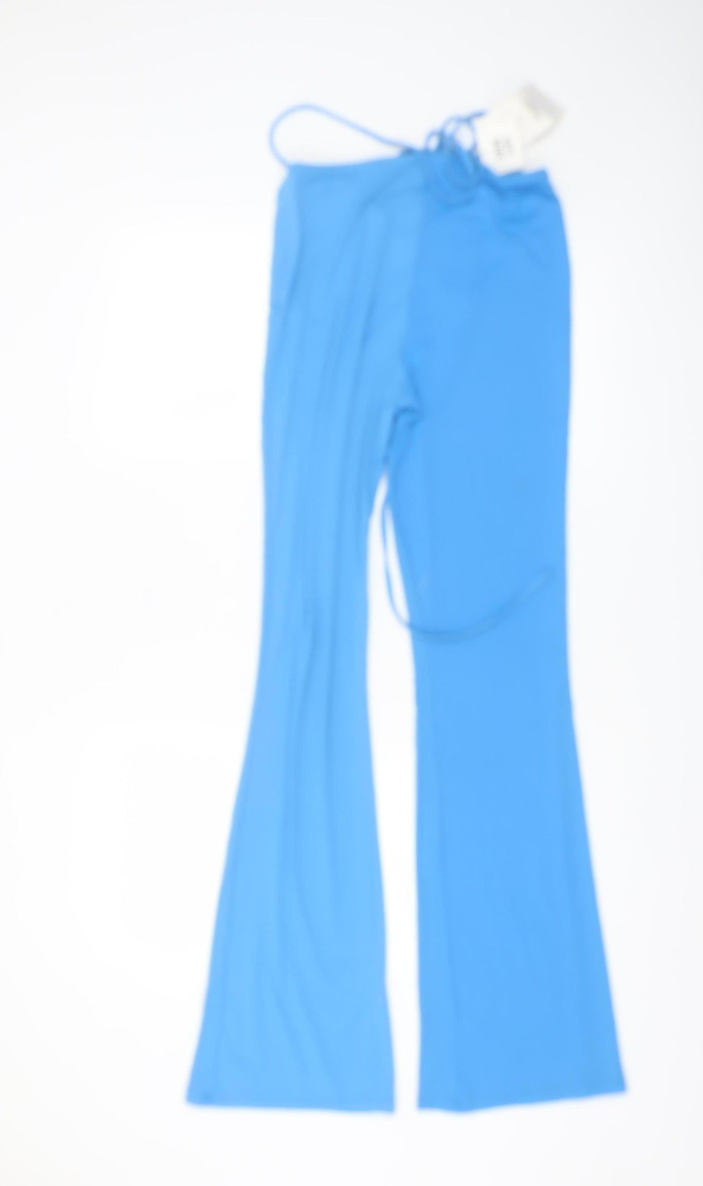 Bershka Women’s Blue Flared Stretch Jersey Trousers Size M