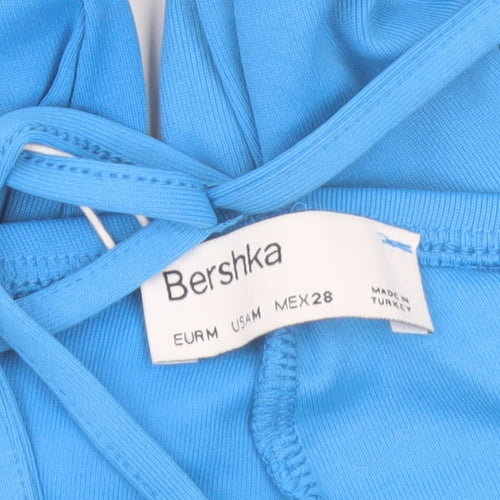 Bershka Women’s Blue Flared Stretch Jersey Trousers Size M