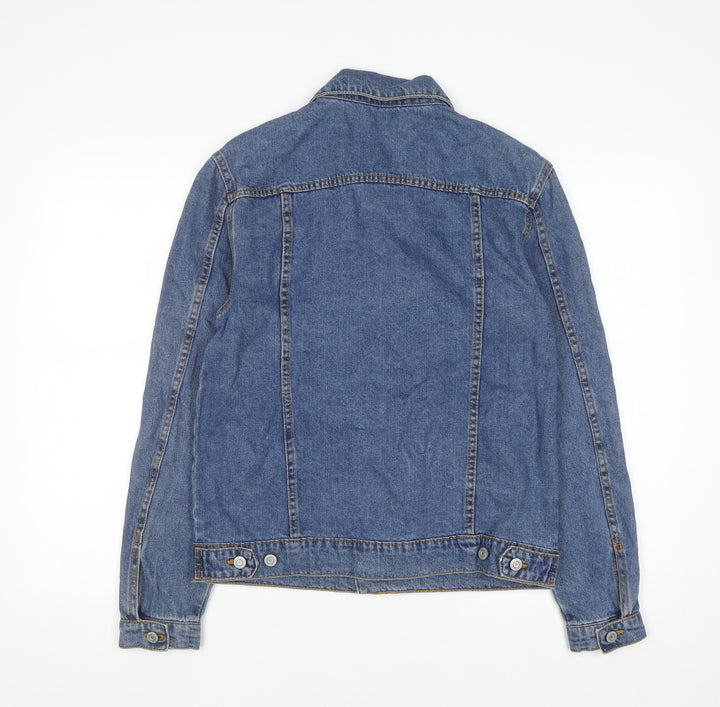 Primark Women Blue XS Denim Basic Jacket Button Front Cotton
