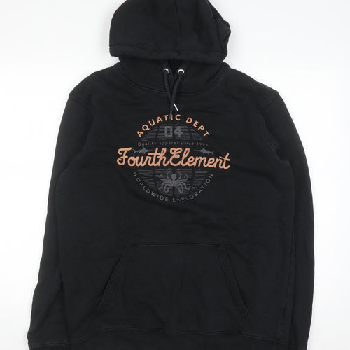 Fourth Element Women's Black Pullover Hoodie UK 16 Organic Cotton Blend