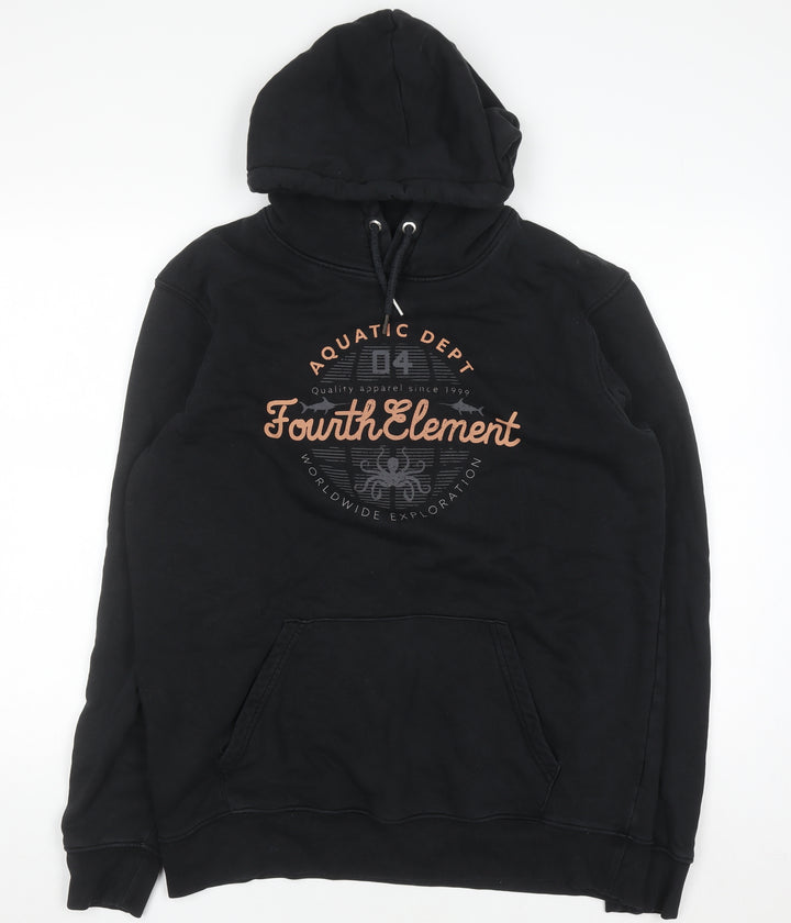 Fourth Element Women's Black Pullover Hoodie UK 16 Organic Cotton Blend