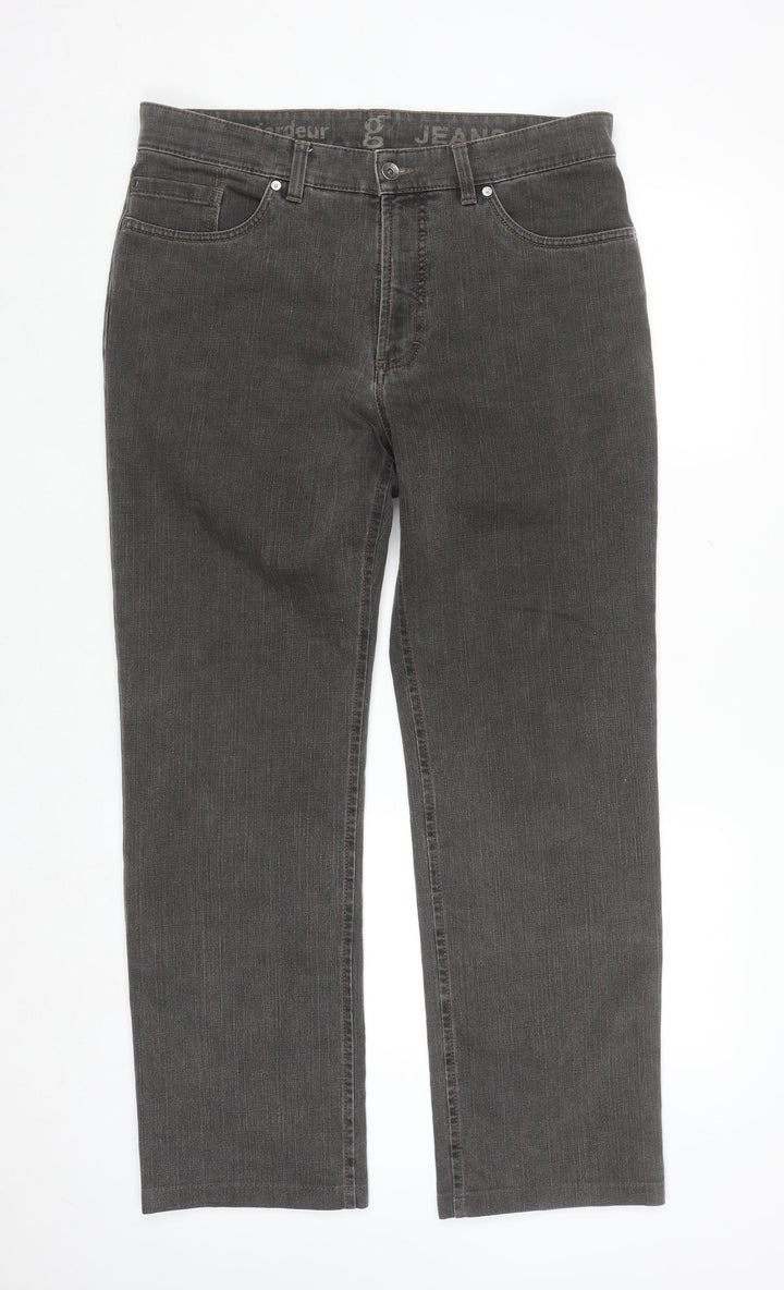 Gardeur Men's Grey Straight Fit Jeans 36W 32L Regular Denim