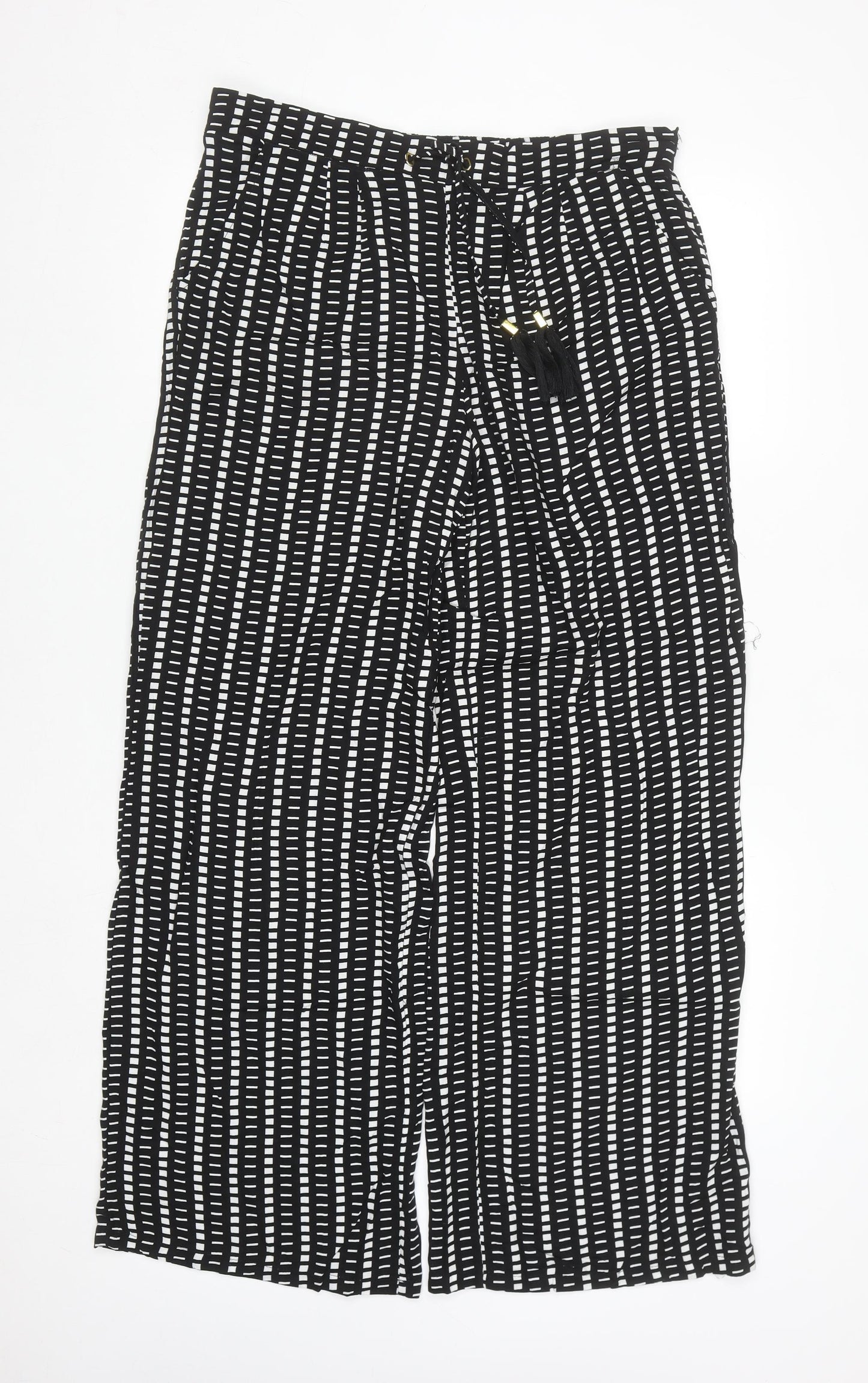 Atmosphere Womens Black Geometric Wide-Leg Trousers Size 12
