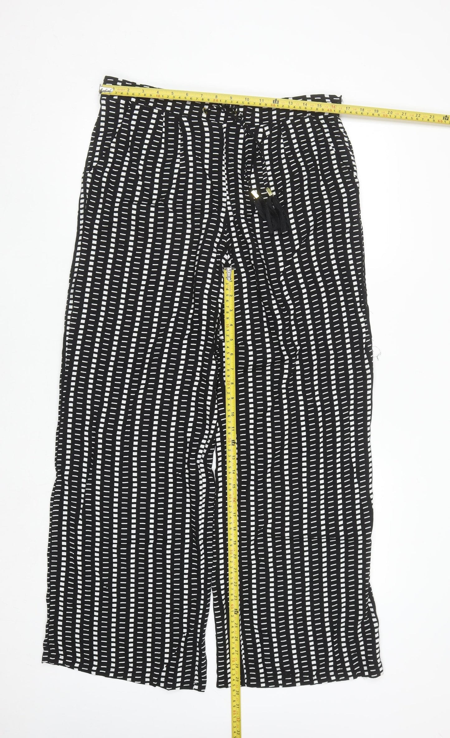 Atmosphere Womens Black Geometric Wide-Leg Trousers Size 12