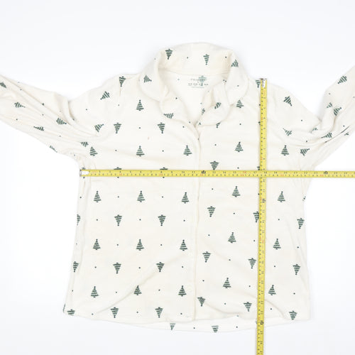 Primark Women White Christmas Tree Fleece Pyjama Top Size L 14-16