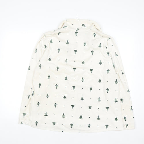 Primark Women White Christmas Tree Fleece Pyjama Top Size L 14-16