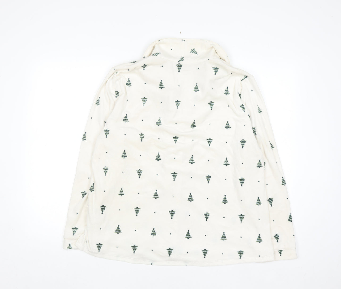 Primark Women White Christmas Tree Fleece Pyjama Top Size L 14-16