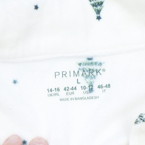 Primark Women White Christmas Tree Fleece Pyjama Top Size L 14-16