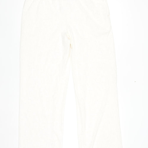 Primark Women’s White Knit Straight Leg Stretch Trousers Size M