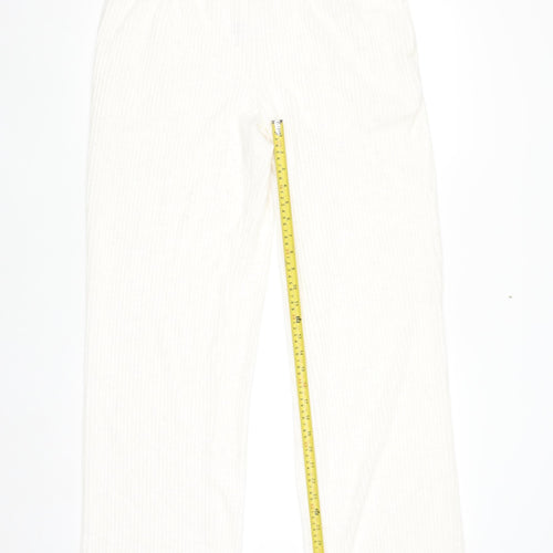 Primark Women’s White Knit Straight Leg Stretch Trousers Size M
