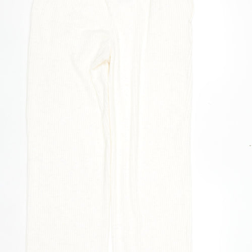 Primark Women’s White Knit Straight Leg Stretch Trousers Size M