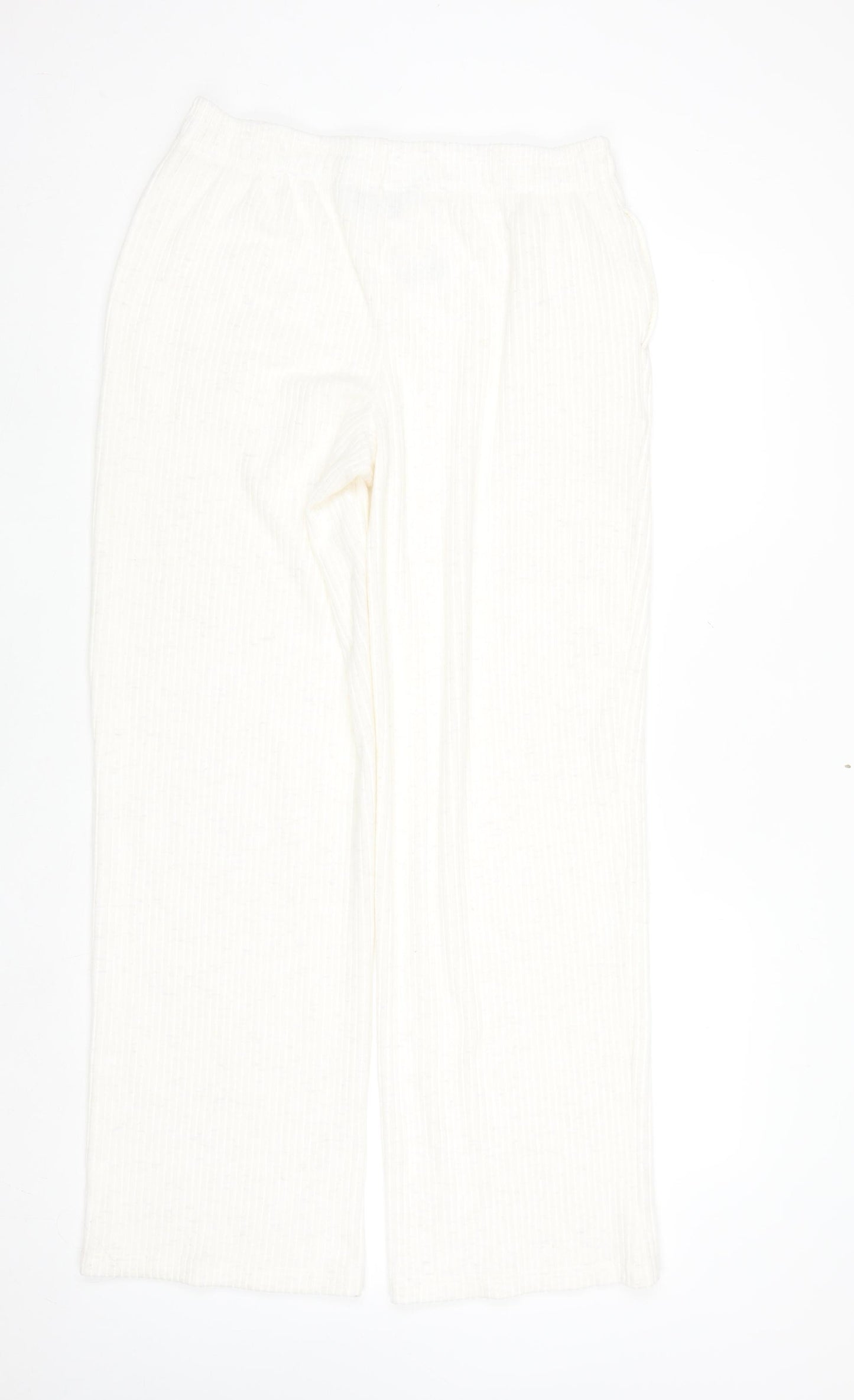 Primark Women’s White Knit Straight Leg Stretch Trousers Size M