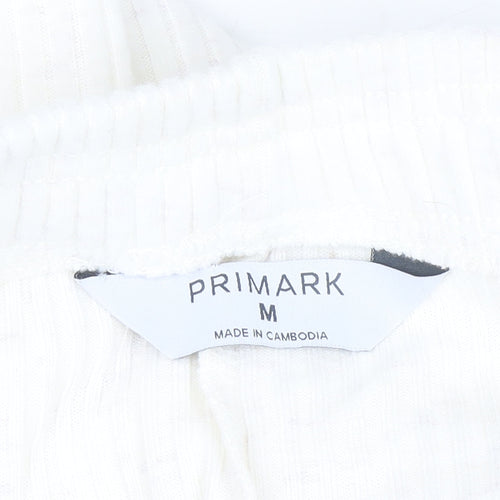 Primark Women’s White Knit Straight Leg Stretch Trousers Size M