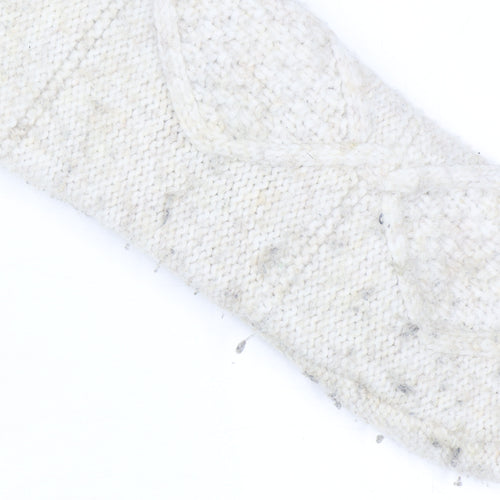 Primark Women Ivory Chunky Knit Cardigan M Cable-Knit Wool Blend