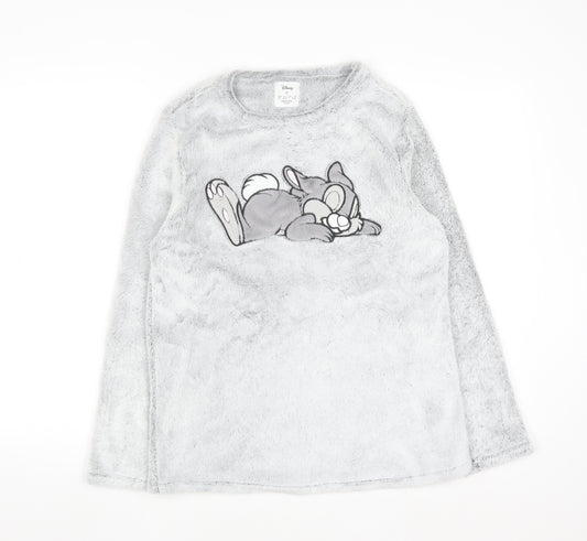 Disney Womens Grey Thumper Fleece Long Sleeve Pyjama Top Size 10-12