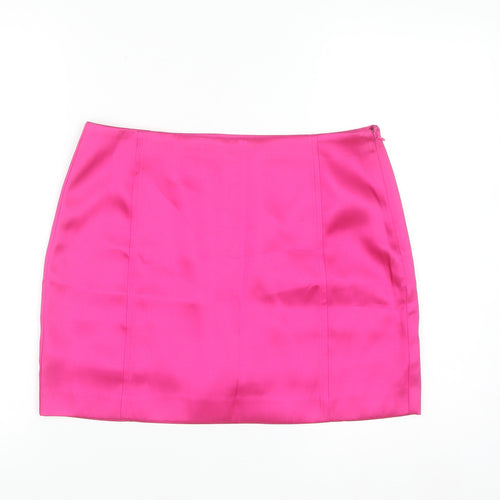 H&M Women’s Pink Satin Pencil Mini Skirt Size 12