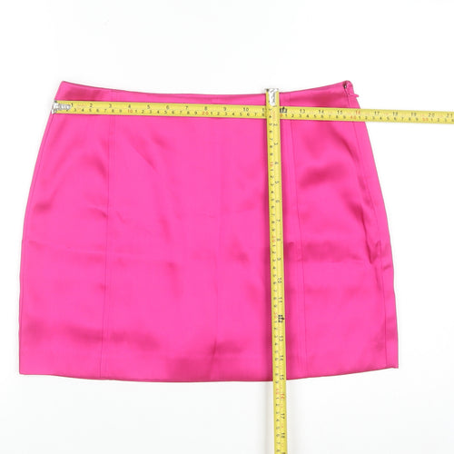 H&M Women’s Pink Satin Pencil Mini Skirt Size 12