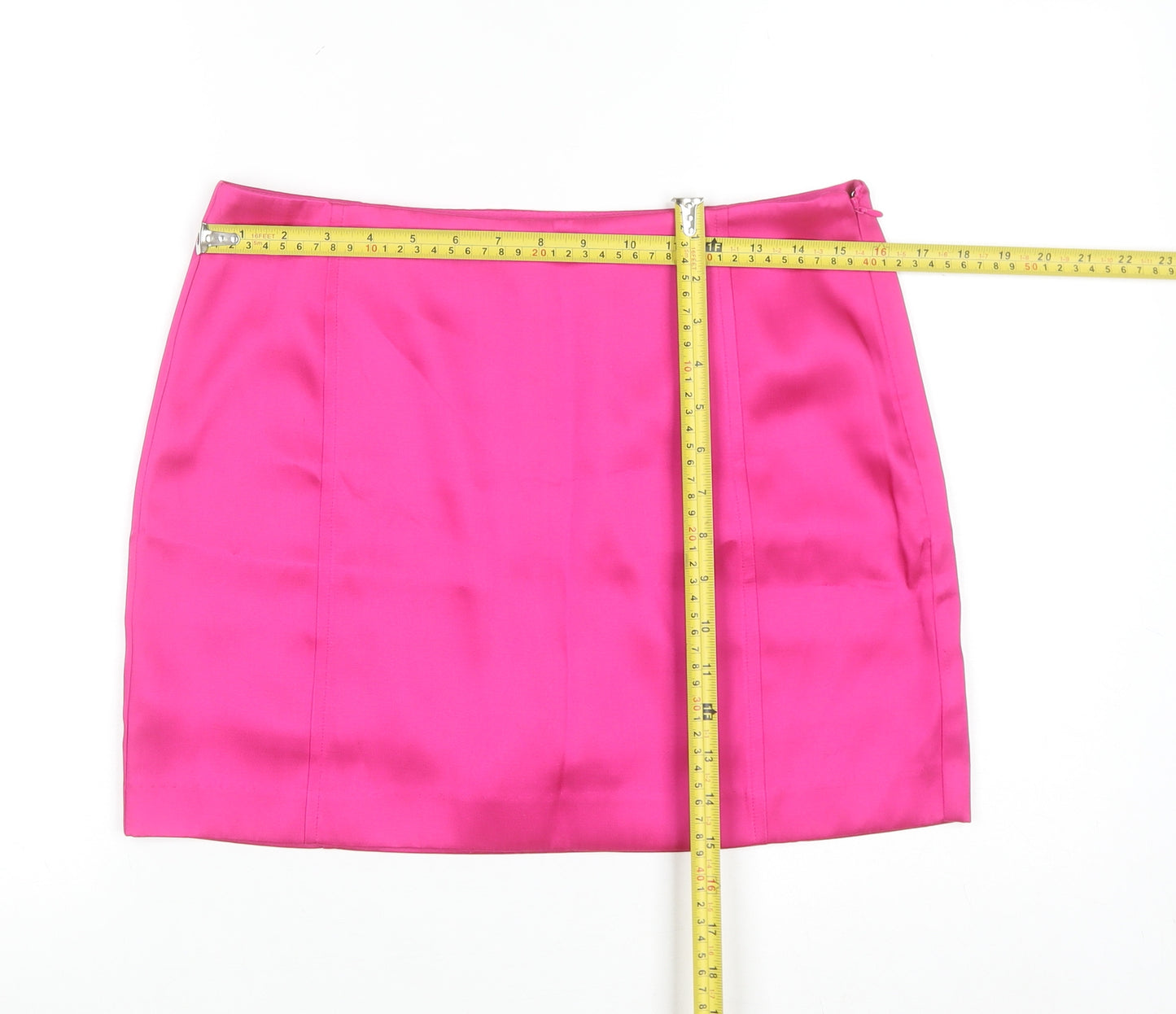 H&M Women’s Pink Satin Pencil Mini Skirt Size 12