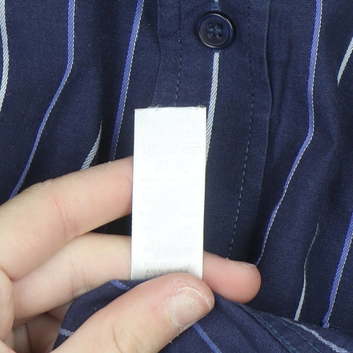 Dunnes Stores Men's Blue Striped Long Sleeve Cotton Button-Up Shirt 17in