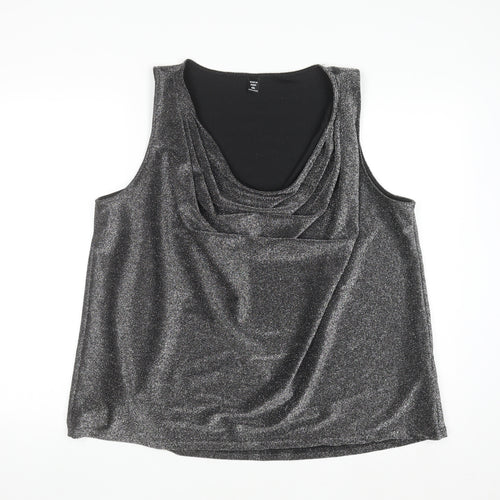 SHEIN Curve Silver Glitter Sleeveless Cowl Neck Plus Size 2XL Camisole Top
