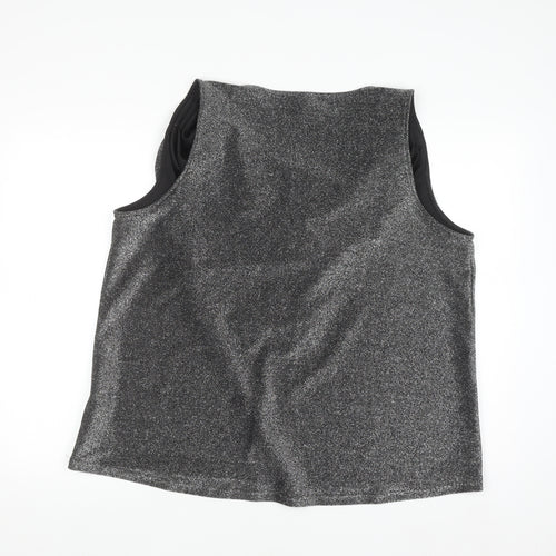 SHEIN Curve Silver Glitter Sleeveless Cowl Neck Plus Size 2XL Camisole Top