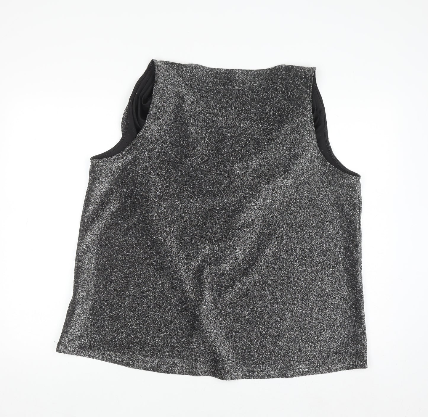 SHEIN Curve Silver Glitter Sleeveless Cowl Neck Plus Size 2XL Camisole Top
