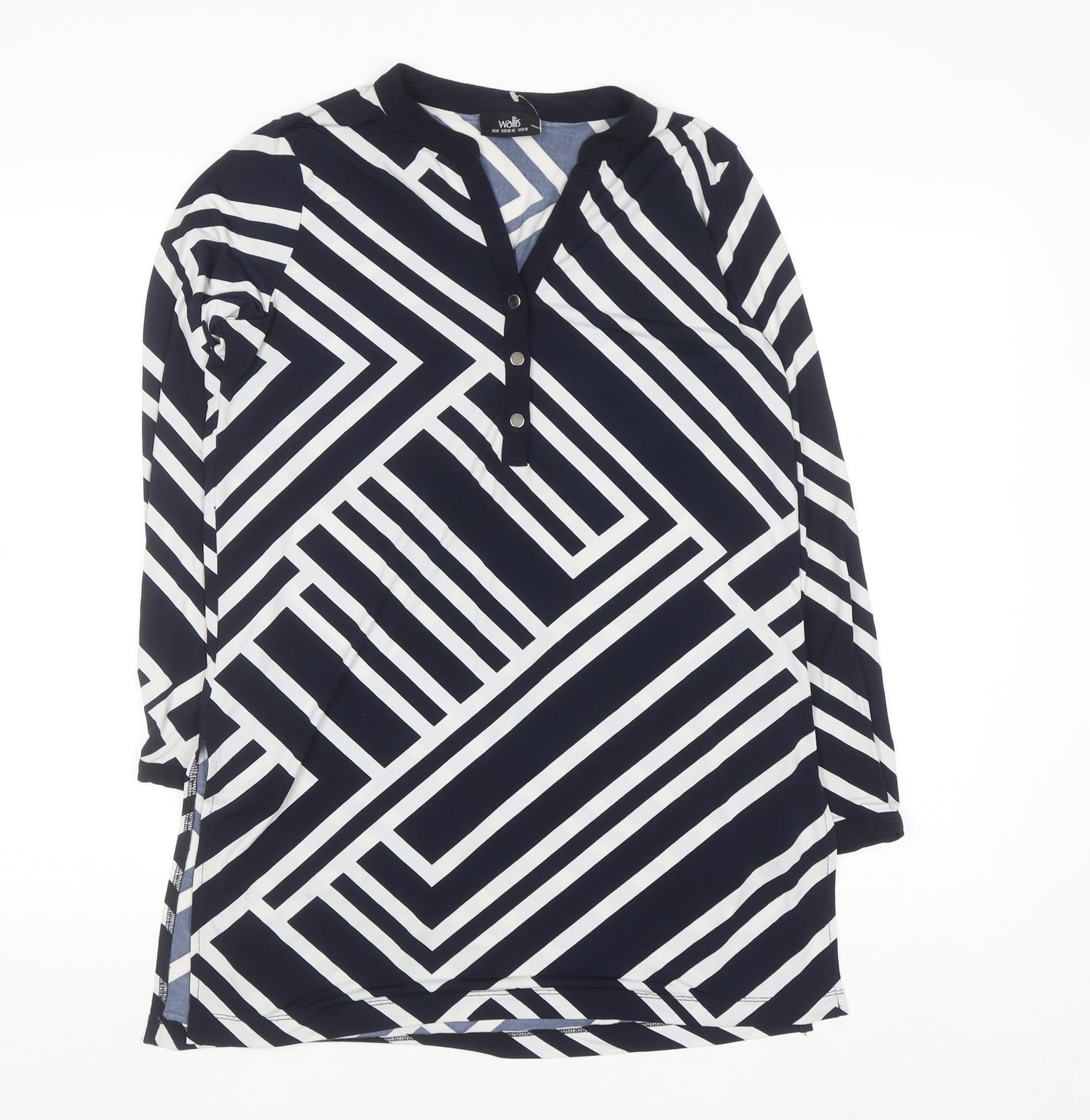 Wallis Women's Blue Geometric Tunic Blouse Size M
