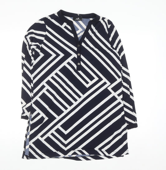 Wallis Women's Blue Geometric Tunic Blouse Size M
