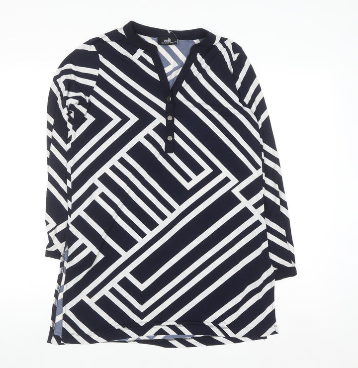 Wallis Women's Blue Geometric Tunic Blouse Size M