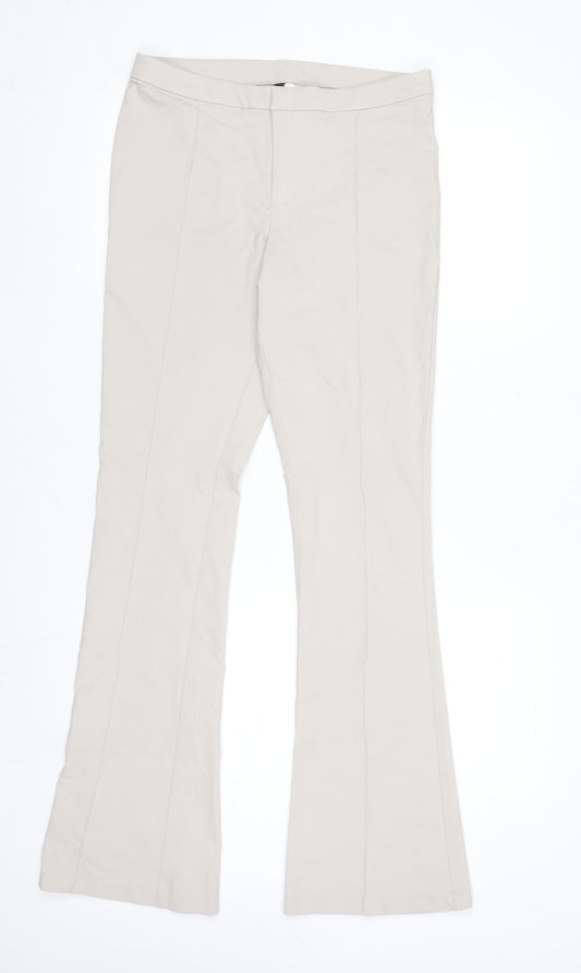 H&M Divided Women's Beige Flared Stretch Trousers Size 10