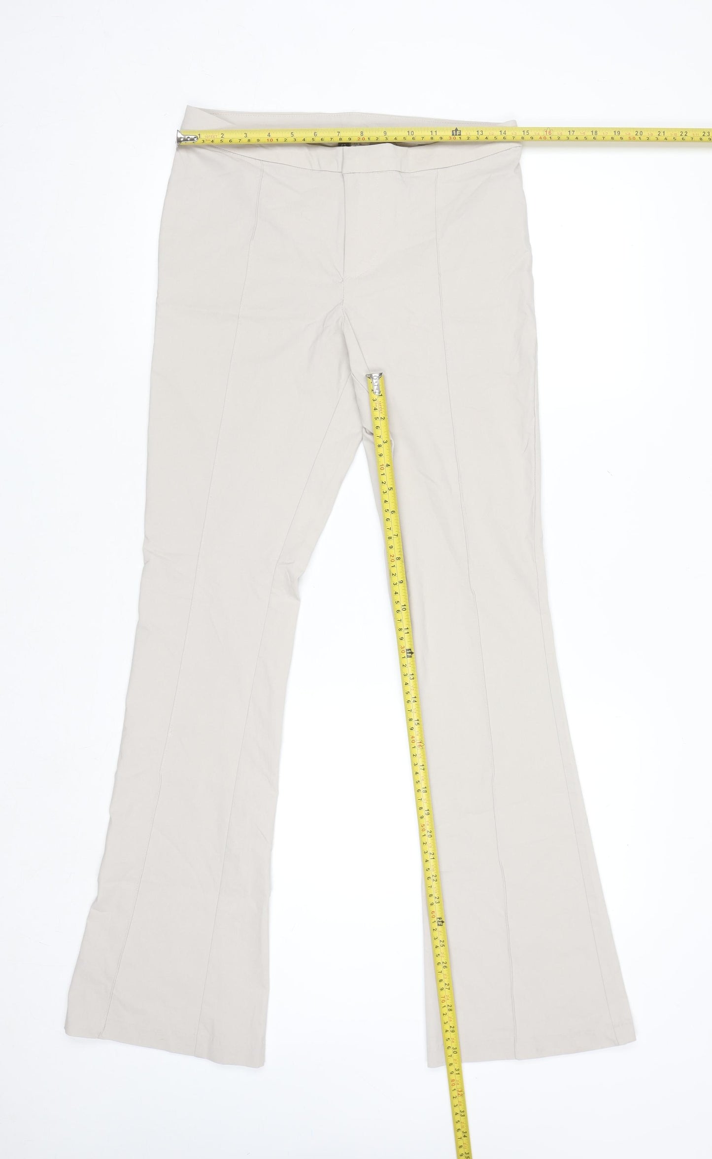 H&M Divided Women's Beige Flared Stretch Trousers Size 10