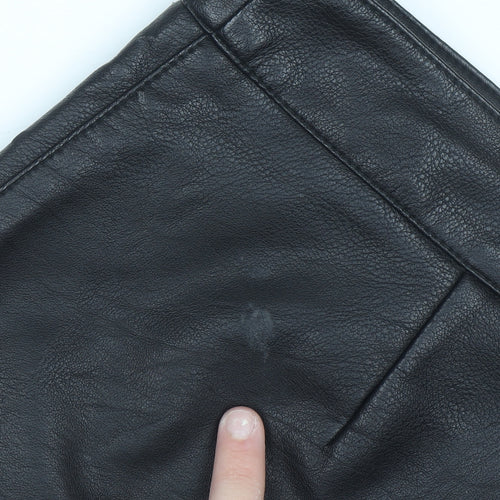 Warehouse Womens Black Faux Leather Short Pencil Skirt Size 14