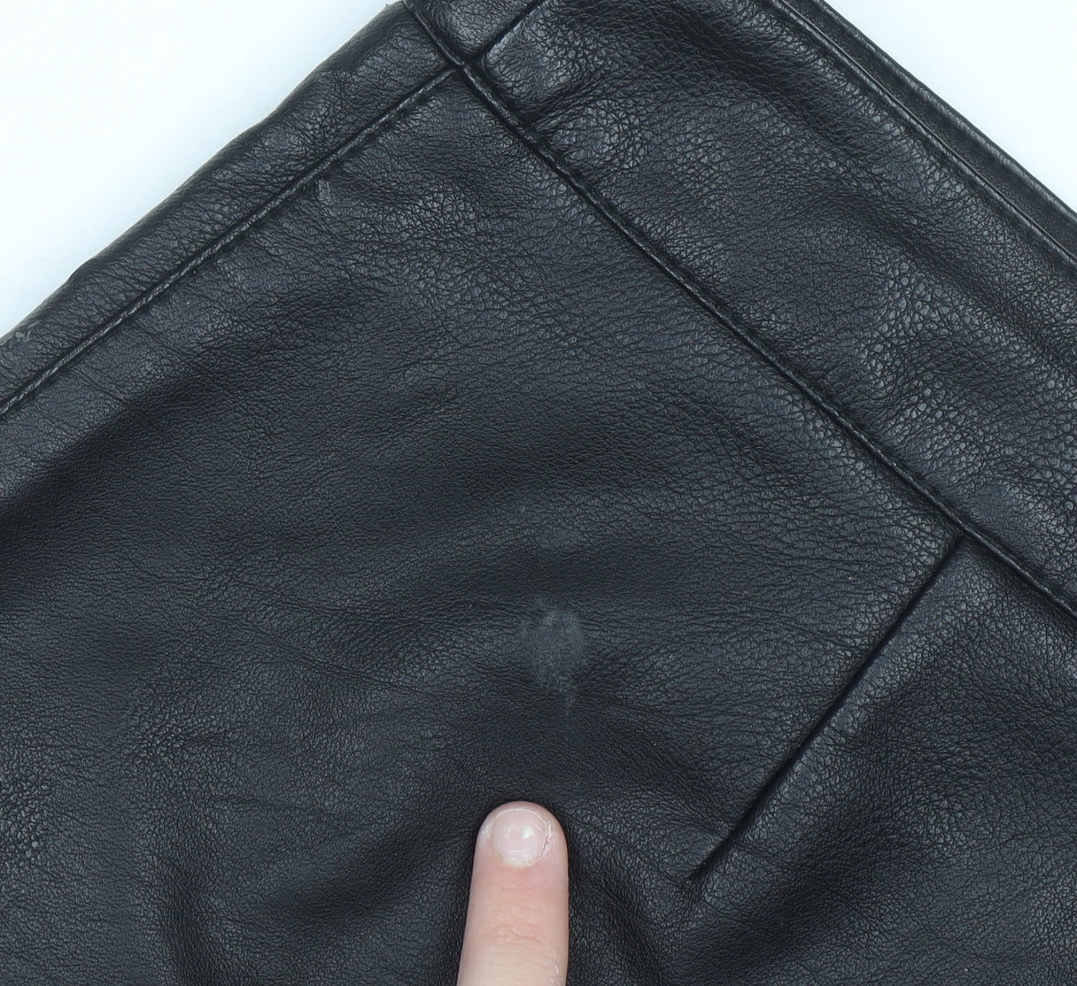 Warehouse Womens Black Faux Leather Short Pencil Skirt Size 14