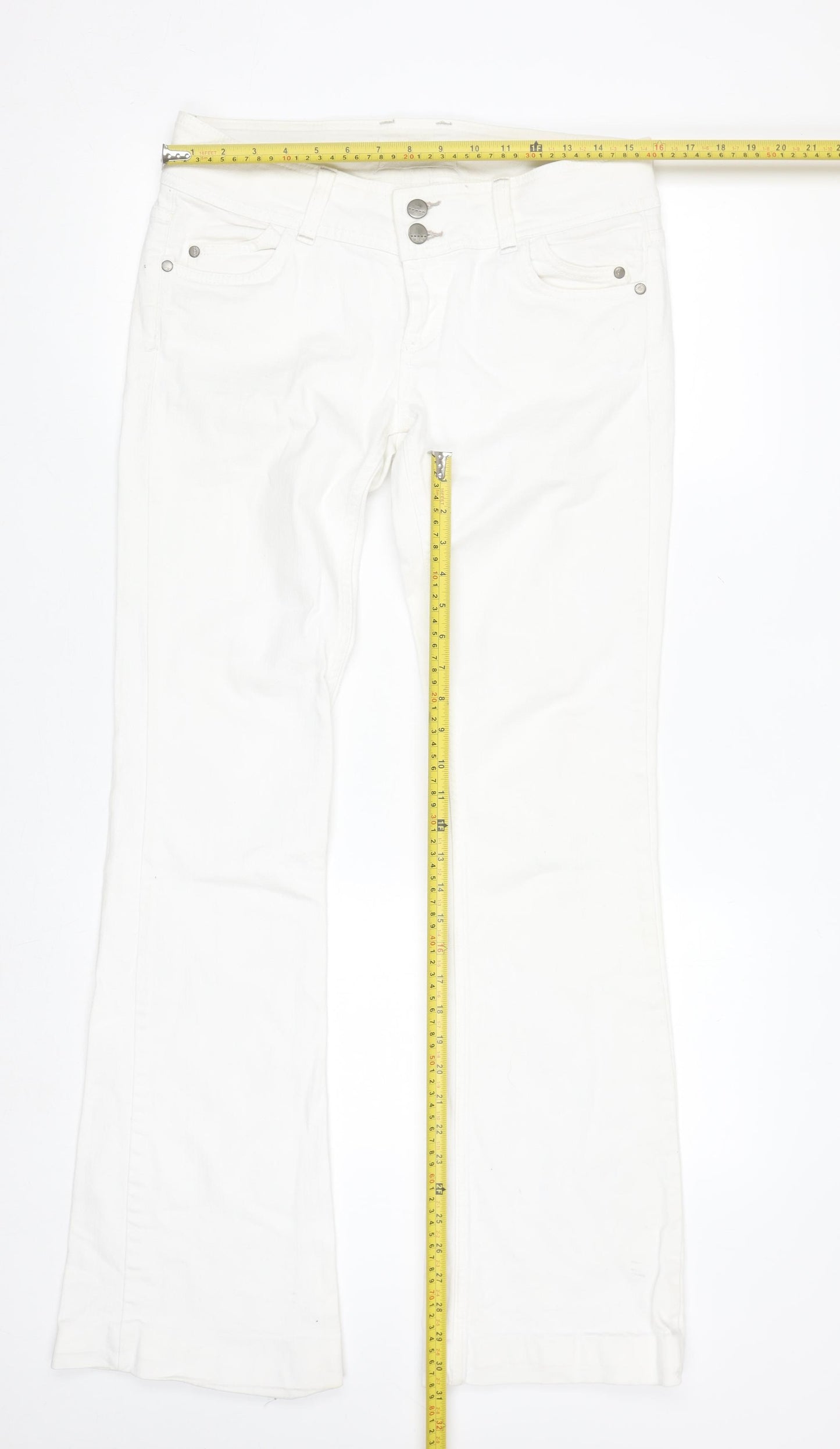 Topshop Moto White Bootcut Jeans Women W30 L36 Cotton Blend
